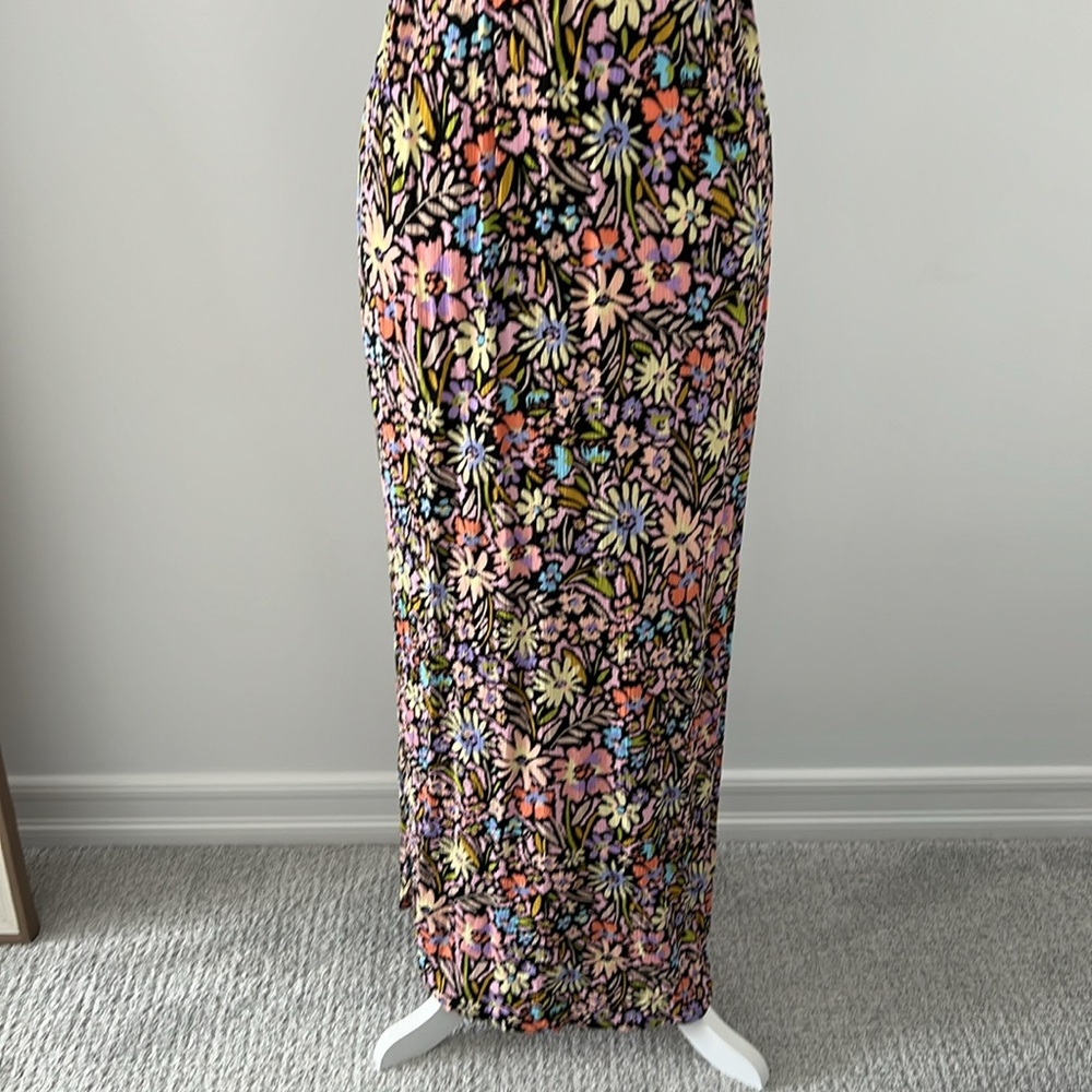 PROMESA flower bomb floral print smocked halter maxi dress black small - Picture 4 of 11